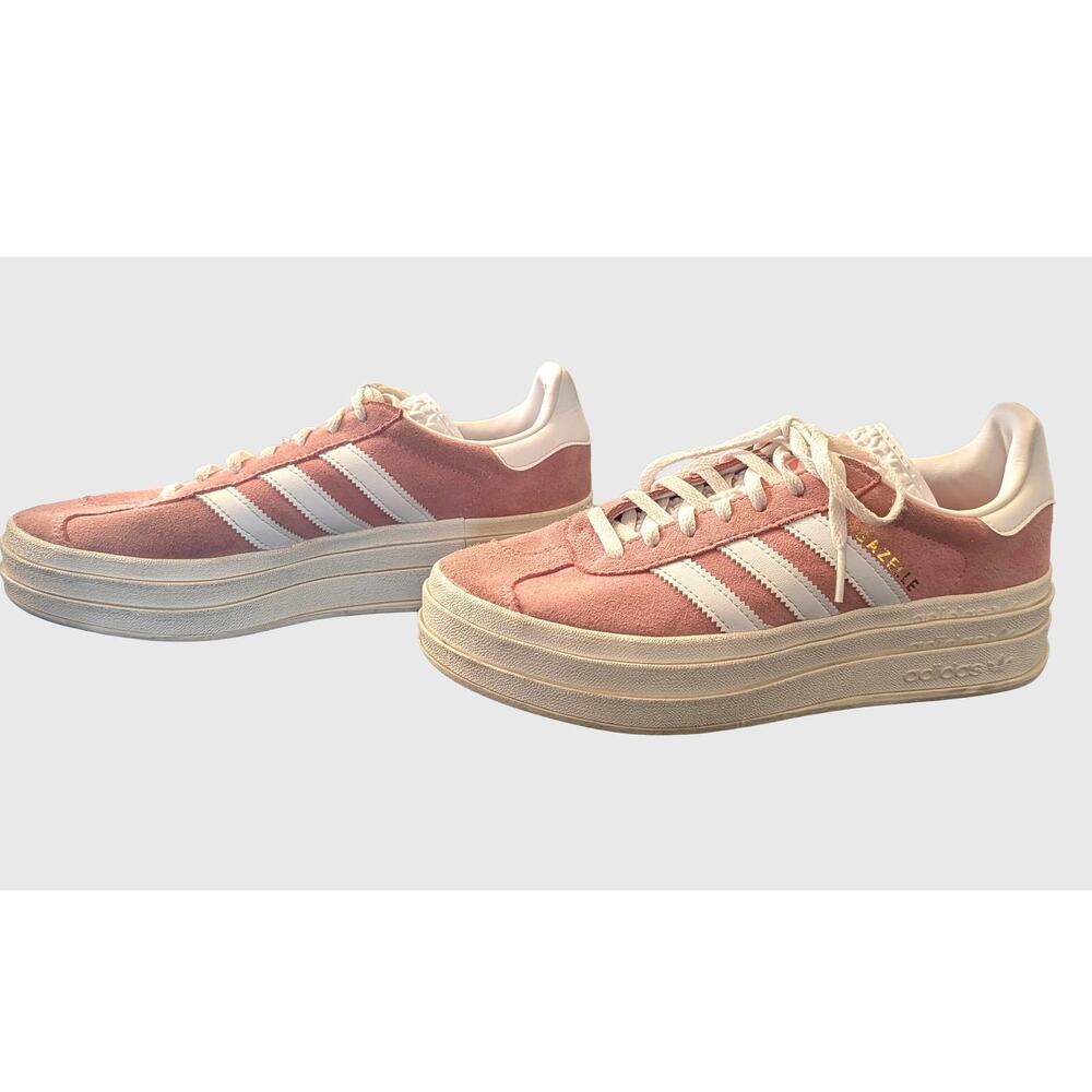 Adidas Gazelle Bold Platform Sneakers Women’s 8 Pink Suede White IG9653